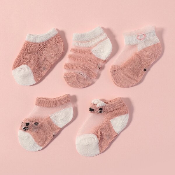 

5pairs Baby Color Block Socks, Multicolor