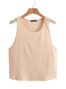 Tank top bajo curvo de cuello redondo - Albaricoque - Ver 1