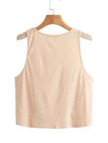 Tank top bajo curvo de cuello redondo - Albaricoque - Ver 2