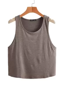 Tank top bajo curvo de cuello redondo - Marrón Mocha - View 1