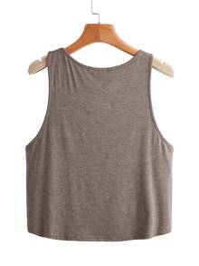 Tank top bajo curvo de cuello redondo - Marrón Mocha - View 2