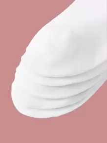 5pairs Toddler Kids Solid Socks - trắng - Xem 2