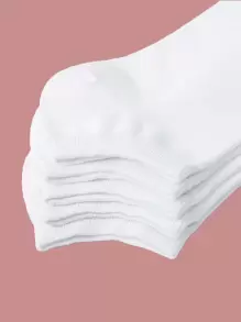 5pairs Toddler Kids Solid Socks - trắng - Xem 3