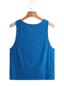 Tank top bajo curvo de cuello redondo - azul real - Ver 2