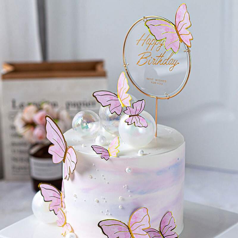 

10pcs Butterfly Cake Decoration, Pink