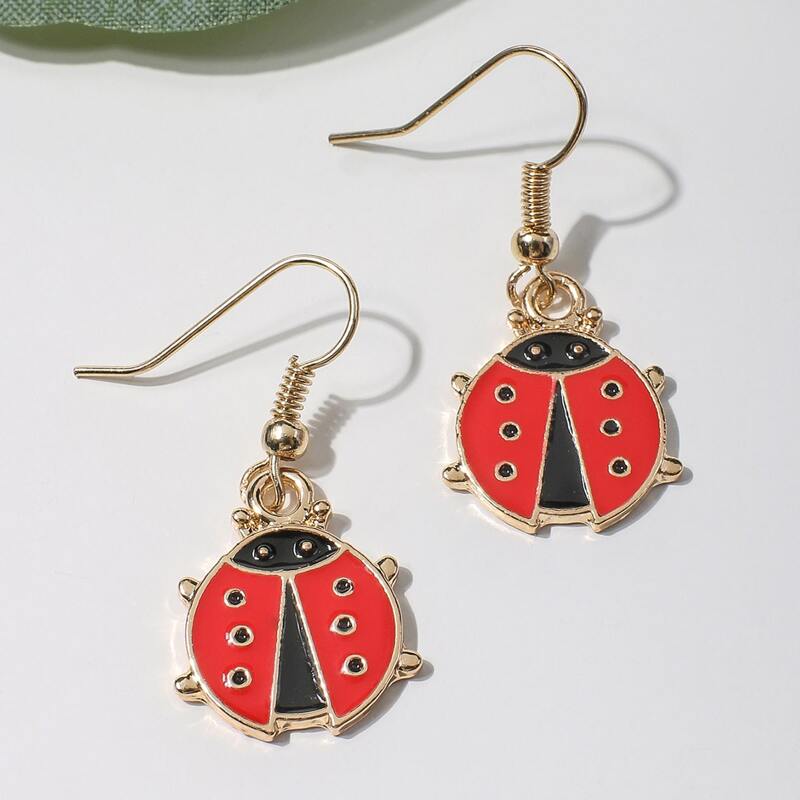 

Ladybug Decor Drop Earrings, Multicolor