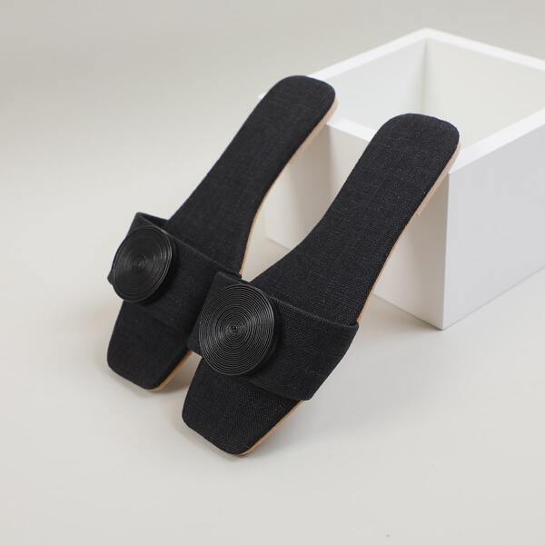 

Minimalist Open Toe Slide Sandals, Black
