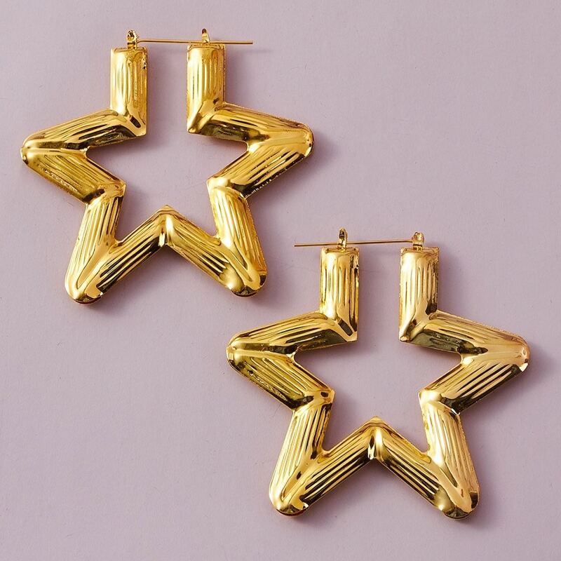 

Star Hoop Earrings, Gold
