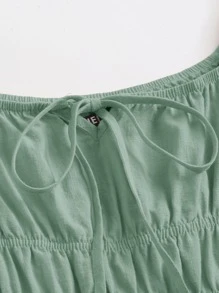 Soleia Tie Neck Ruched Bust Tiered Dress - Mint Green - View 4