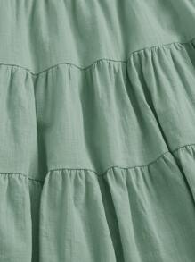 Soleia Tie Neck Ruched Bust Tiered Dress - Mint Green - View 5