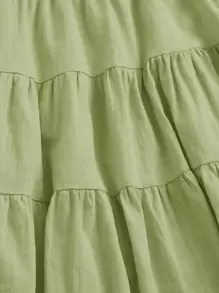 Soleia Tie Neck Ruched Bust Tiered Dress - Lime Green - View 5