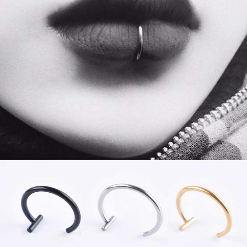 

3pcs Stainless Steel Lip Ring, Multicolor