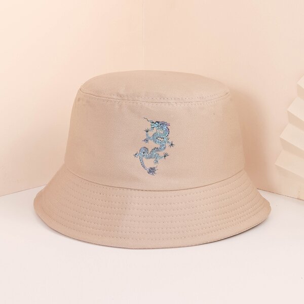 

Chinese Dragon Print Bucket Hat, Khaki