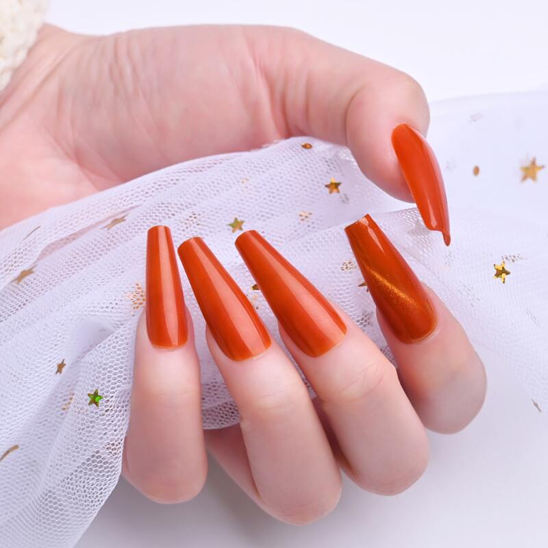 

24pcs Fake Nail & 1sheet Tape & 1pc Nail File, Orange