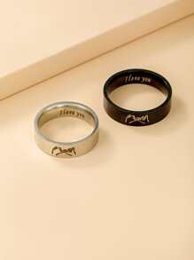 2 Piezas Anillo Gráfico Con Letras - Multicolor - Ver 2