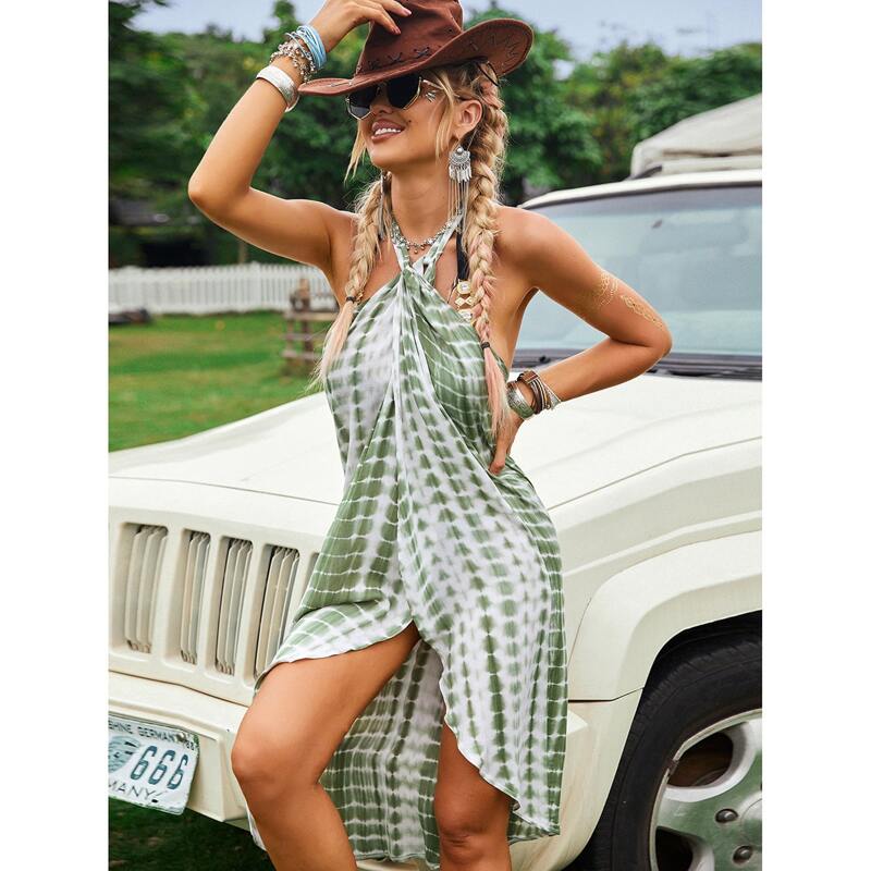 

Tie Dye Halter Cover Up, Green
