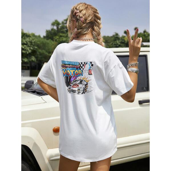 

Drop Shoulder Letter Graphic Tee, White