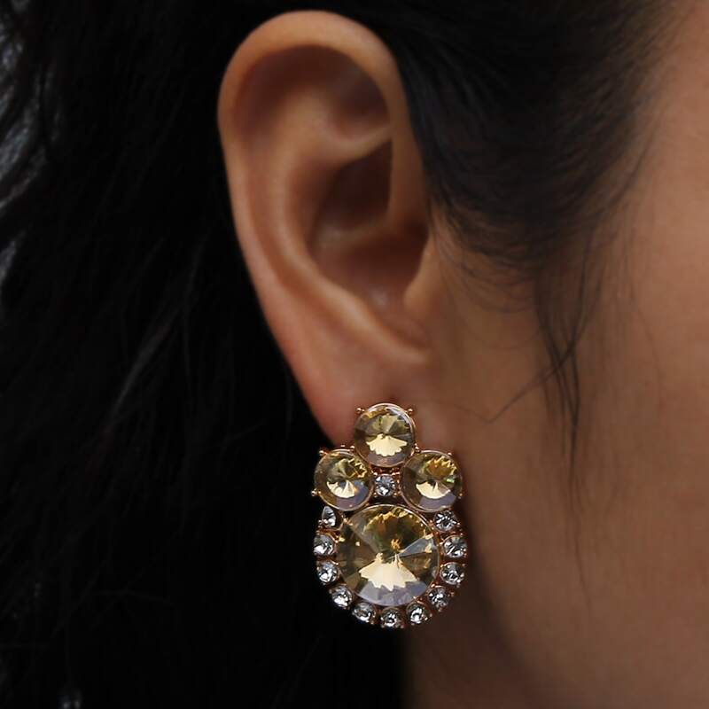

Rhinestone Charm Earrings, Champagne