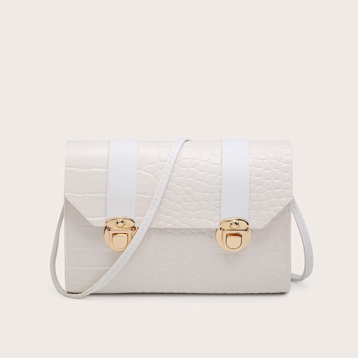 

Croc Embossed Crossbody Bag, White