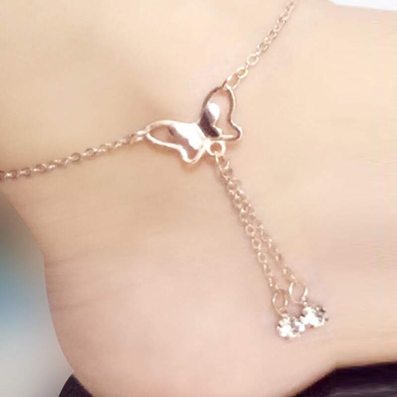 

Butterfly Decor Chain Anklet, Gold