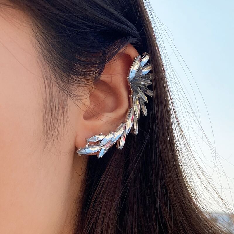 

1pc Rhinestone Ear Cuff, Silver