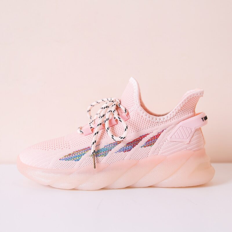 

Letter Graphic Lace-Up Front Sneakers, Pink
