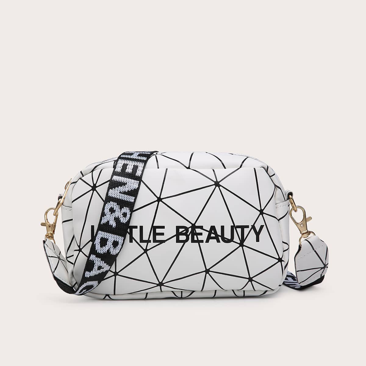 

Geo & Letter Graphic Crossbody Bag, White