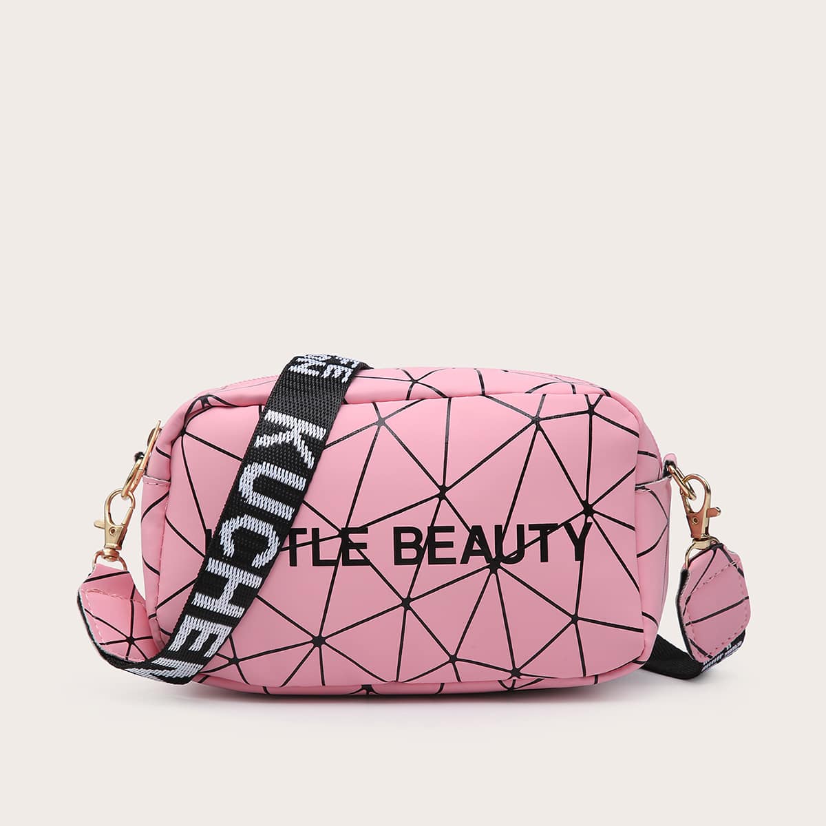 

Geo & Letter Graphic Crossbody Bag, Pink