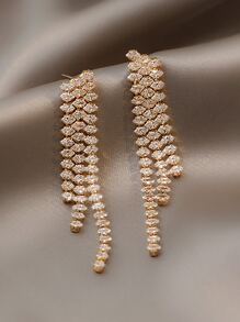 Andkiss Cubic Zirconia Tassel Drop Earrings - Yellow Gold - View 1