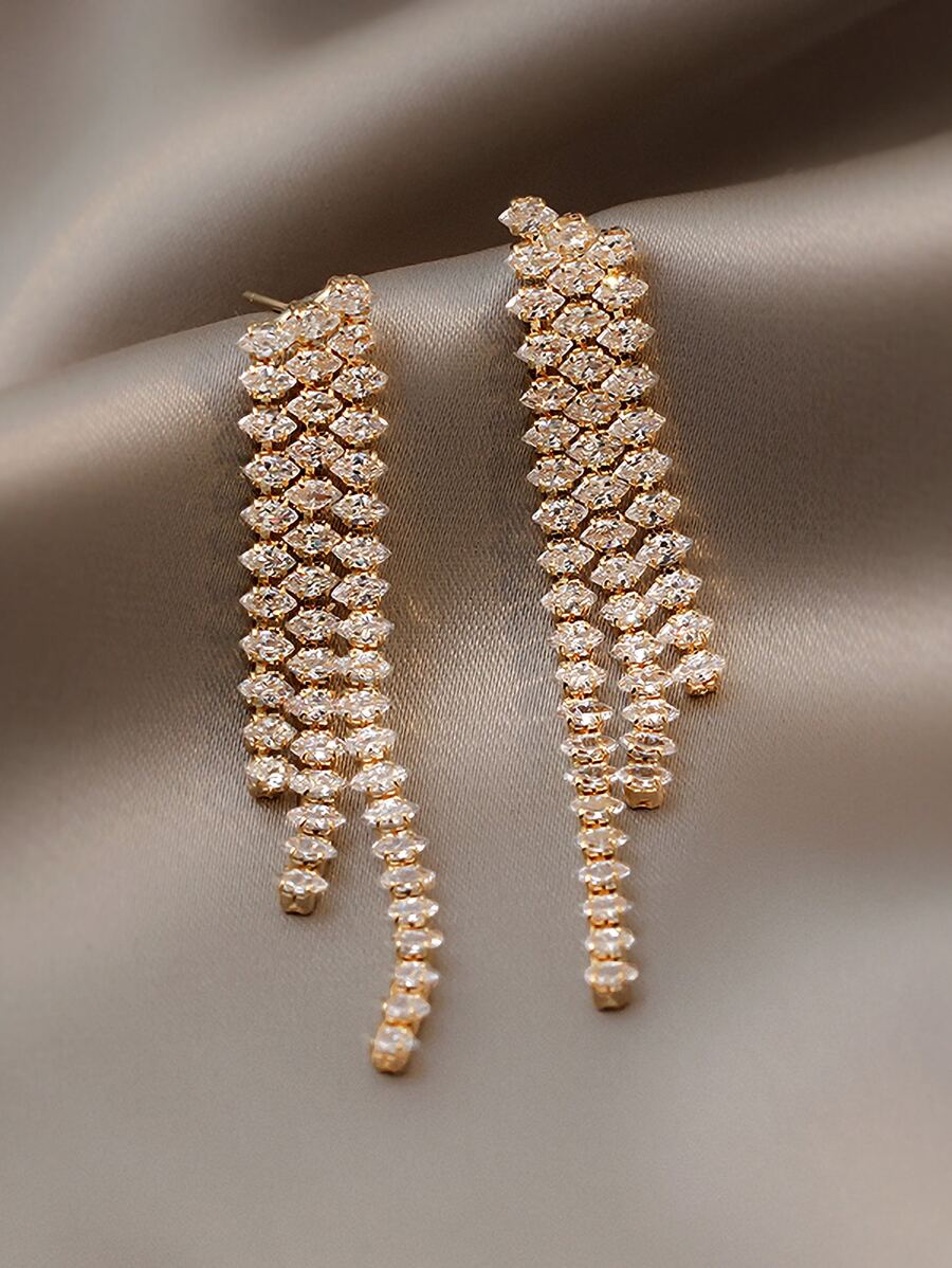 Andkiss Cubic Zirconia Tassel Drop Earrings - Yellow Gold - View 1