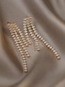 Andkiss Cubic Zirconia Tassel Drop Earrings - Yellow Gold - View 2