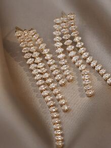 Andkiss Cubic Zirconia Tassel Drop Earrings - Yellow Gold - View 3