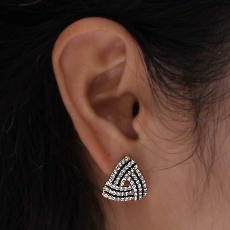 

Rhinestone Stud Earrings, Black