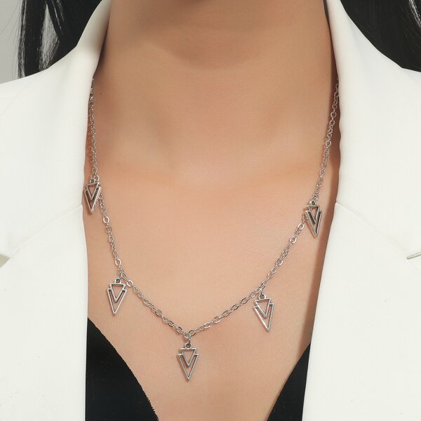 

Geo Charm Necklace, Silver