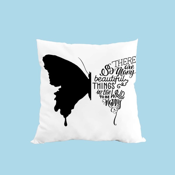 

Butterfly Print Cushion Cover Without Filler, Black and white