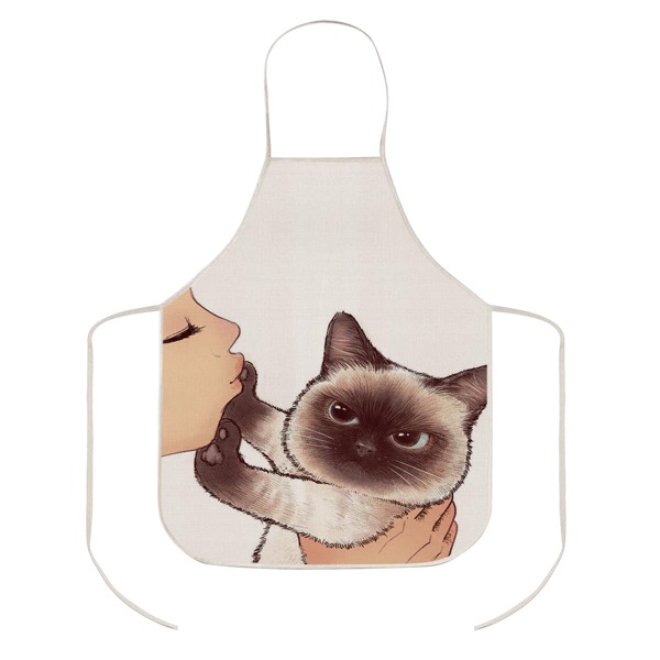 

Cartoon Cat Print Apron, Multicolor