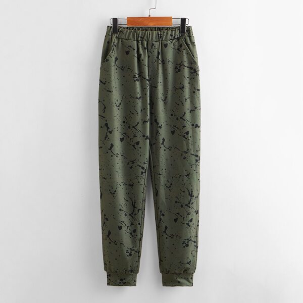 

Boys Ink Splatter Joggers, Army green