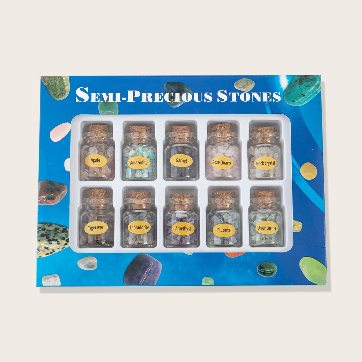 

12pcs Stone Desktop Ornament, Multicolor