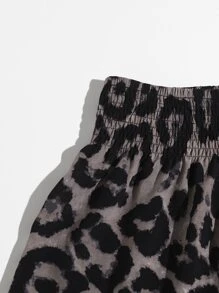 SHEIN Privé 彈性腰豹紋圖案短褲 - 彩色 - 查看 4