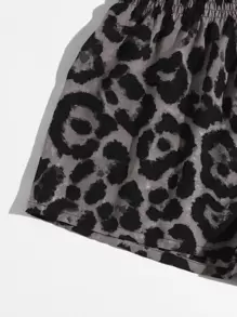 SHEIN Privé 彈性腰豹紋圖案短褲 - 彩色 - 查看 5