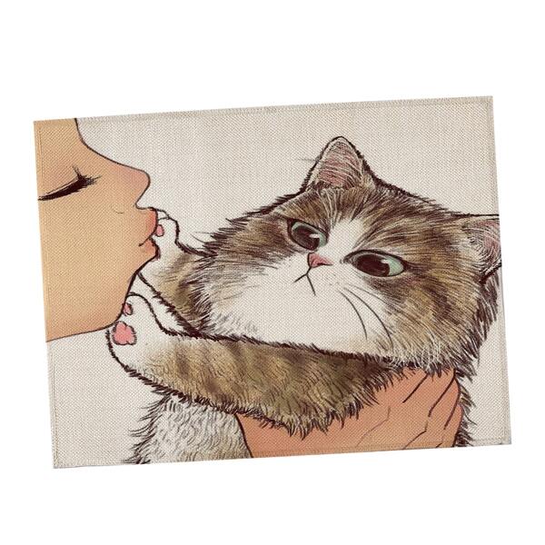 

Cartoon Cat Print Placemat, Multicolor