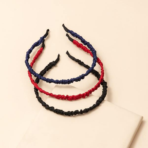 

3pcs Solid Hair Hoop, Multicolor