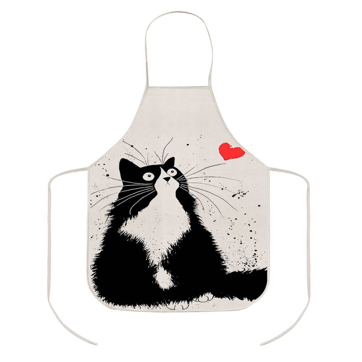 

Cartoon Cat Print Apron, Multicolor