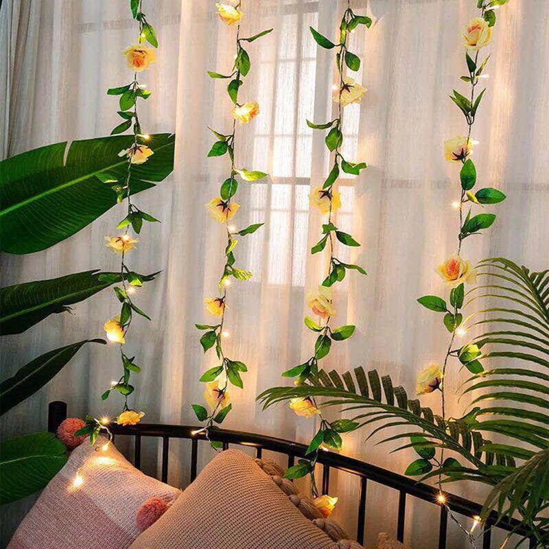 

1pc 2m Artificial Rose String Light, Multicolor