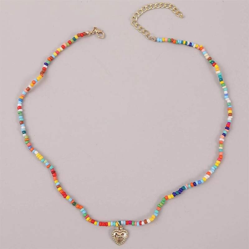 

Heart Beaded Necklace, Multicolor