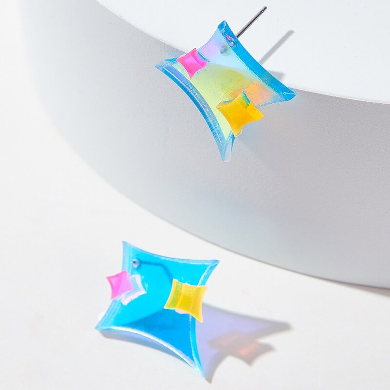 

Holographic Stud Earrings, Baby blue