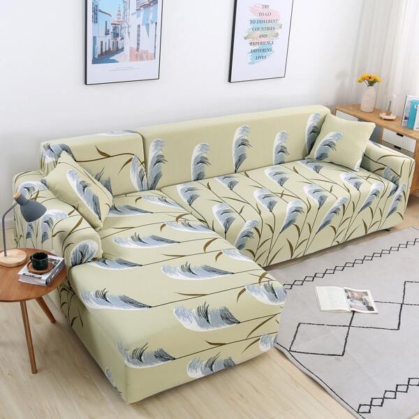 

Reed Print Sofa Cover & 1pc Cushion Cover Without Filler, Multicolor