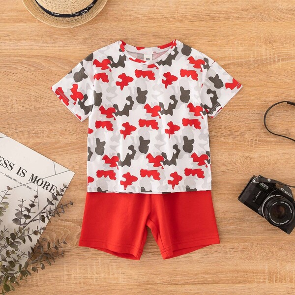 

Baby Boy Camo Print Tee With Shorts, Multicolor