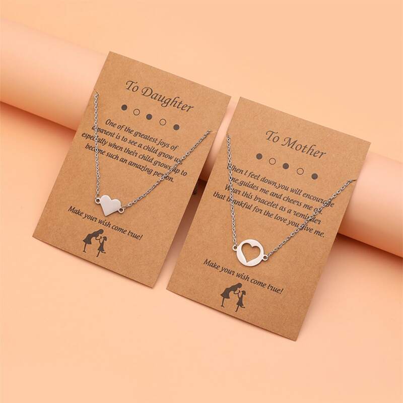 

2pcs Heart Pendant Necklace, Silver