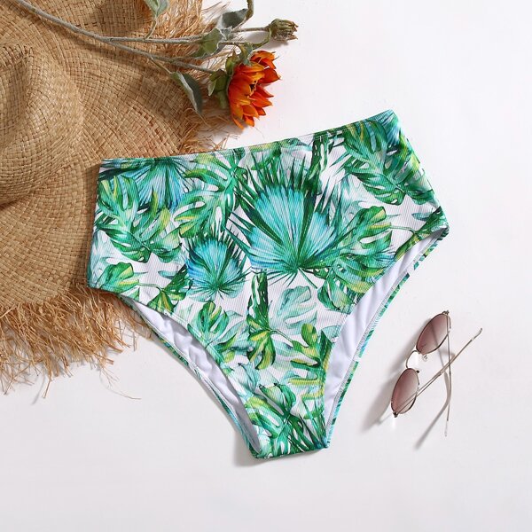 

Plus Tropical High Waisted Bikini Panty, Green